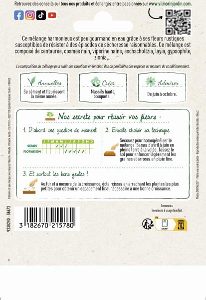 Mélanges de fleurs - Mélange Résistant Sécheresse - 10 m² - Mélange de fleurs - MEDIA_PACKAGING_VERSO